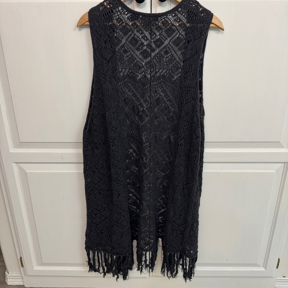 Cottagecore Crochet Duster Vest. Grunge boho festival. Size 2X. 100% cotton - Picture 4 of 4